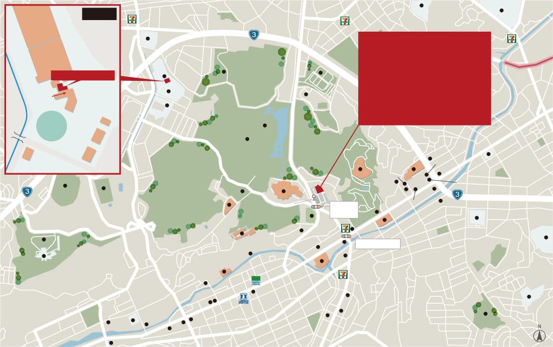 アーティックス到津の森セントラルパーク建築予定地とマンションミュージアムの周辺地図